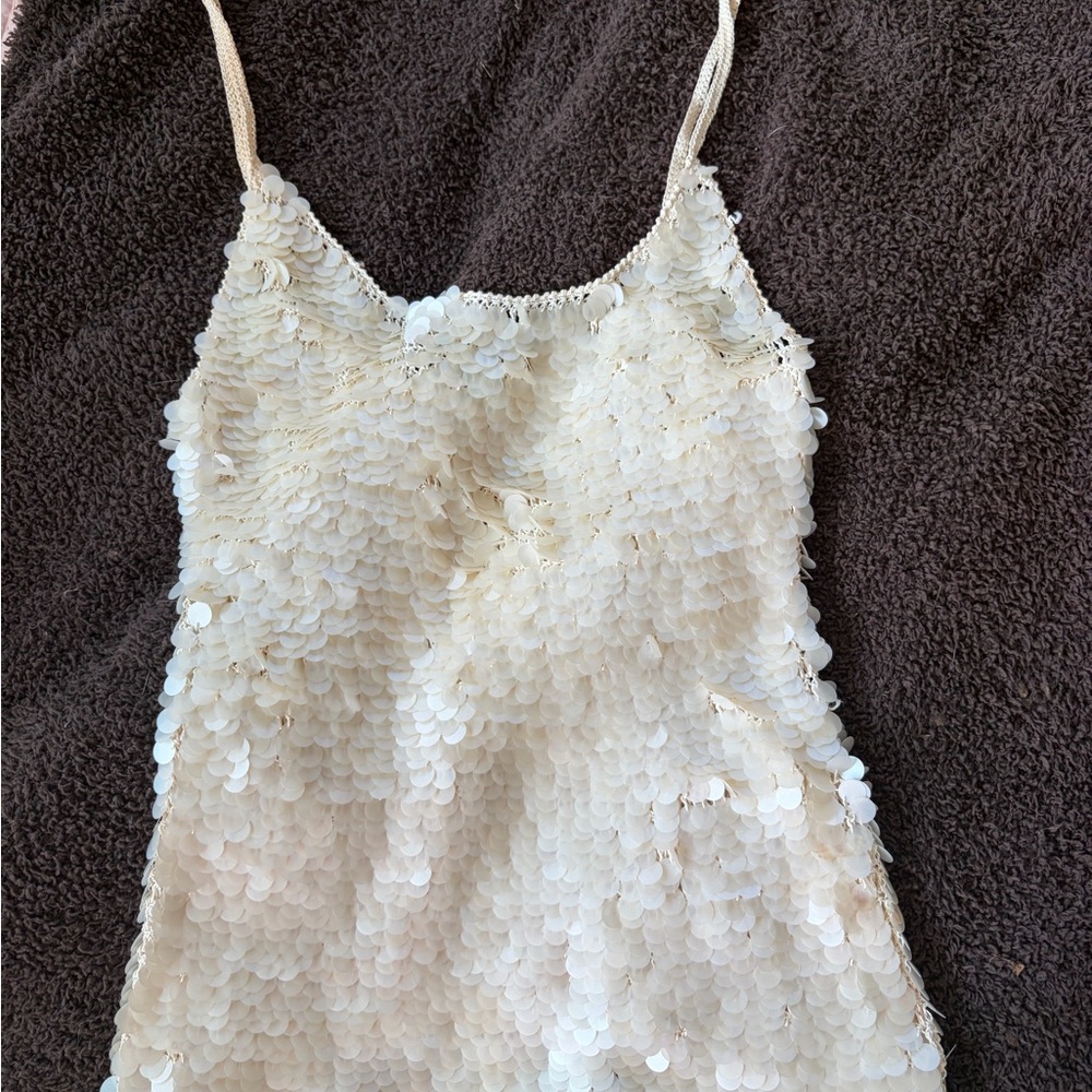 J. Crew White Sequin Spaghetti-Strap Cami